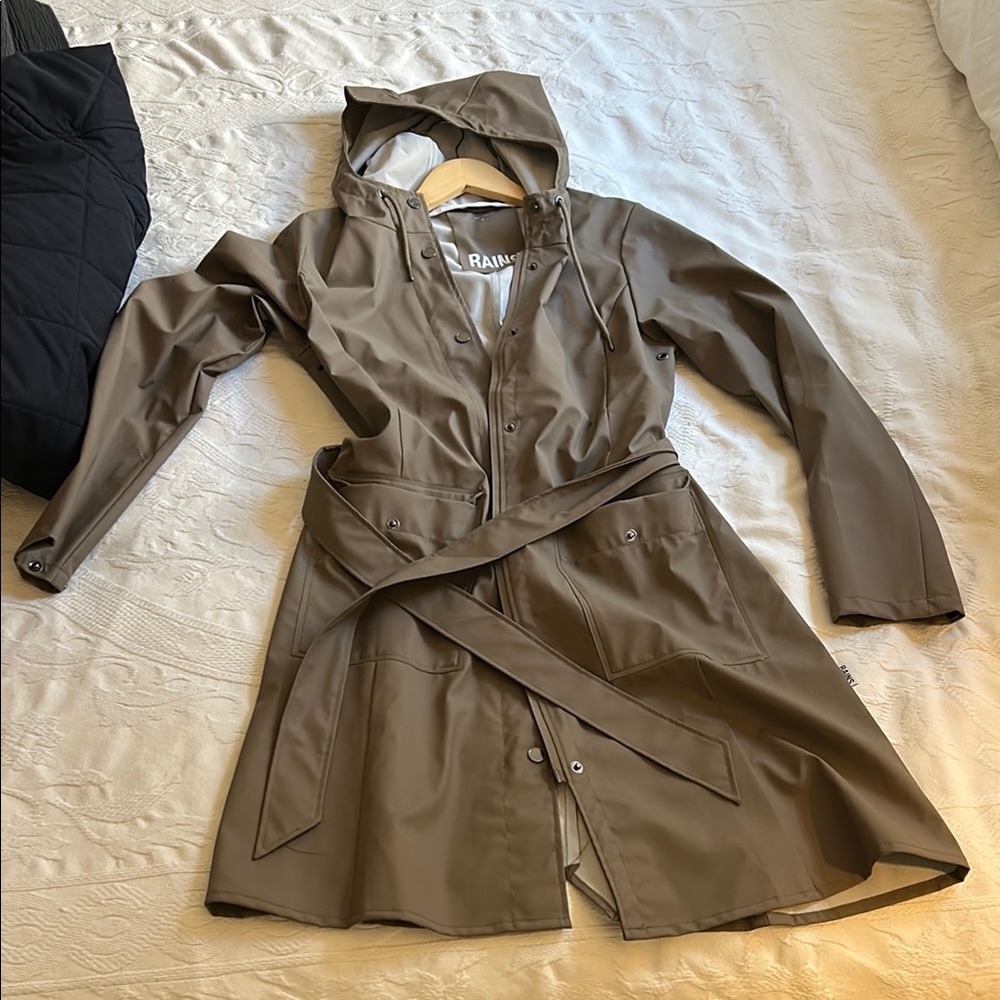 Rains Brown Hooded Trench Coat